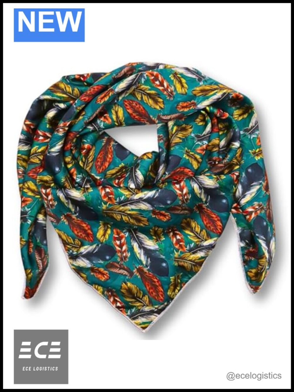 Silk Blend Wild Rag 36" Western Cowboy Bandana Feathers Scarf